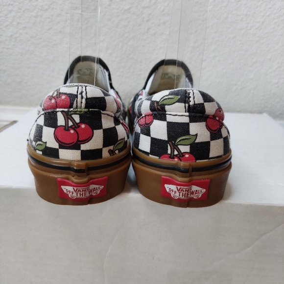 Vans Limited Edition Cherry Checkerboard Slip On Shoes Size 5.5 - Picture 4 of 7